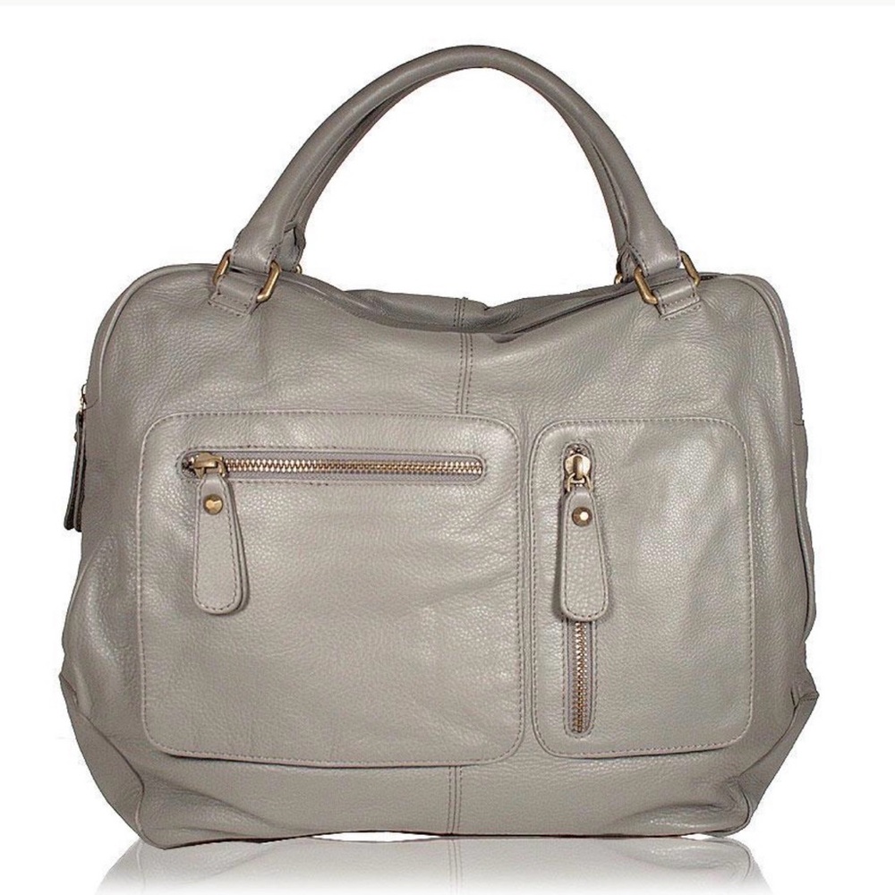 Gray Lamb Leather Tote Bag